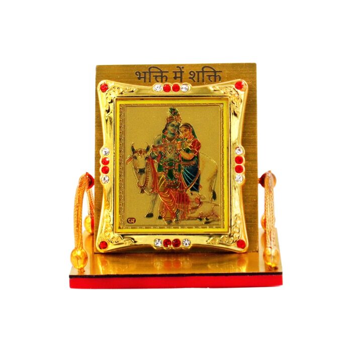 Small Radha Krishna idol Golden Ladu Gopal for Car Dashboard
