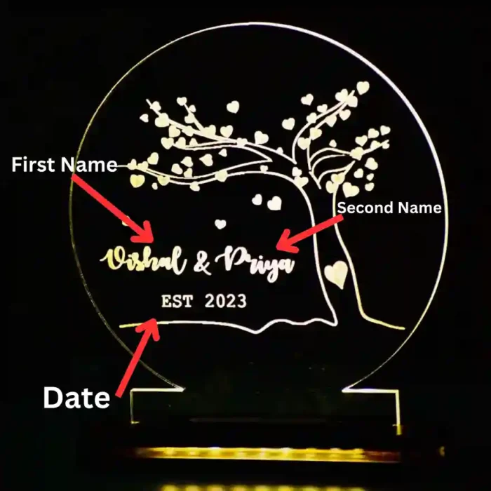Tree with ROMENTIC Couple 3D Optical Illusion Acrylic Night Lamp,