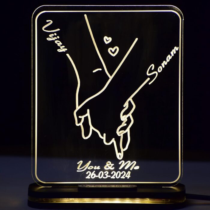 Couple Hand sack Table Lamp Couple Night lamp Gift for Anniversary Valentine Day Birthday (Warm White Light)