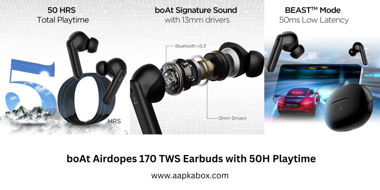 boAt Airdopes 170 TWS Earbuds with 50H Playtime