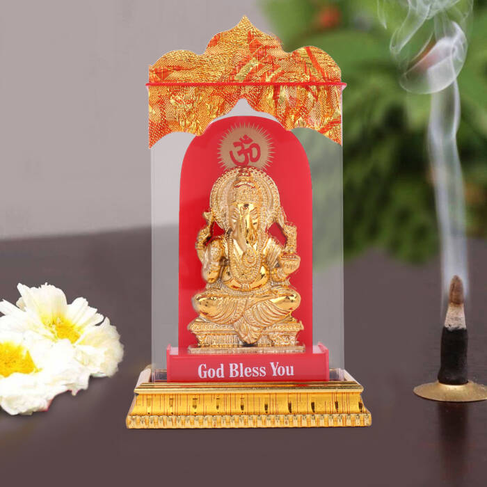 Ganesha Idol in Glass Box | Ganpati Car Dashboard |Ganpati Idol Showpiece | Ganpati Idol Car Dashboard | Gifting Ideas