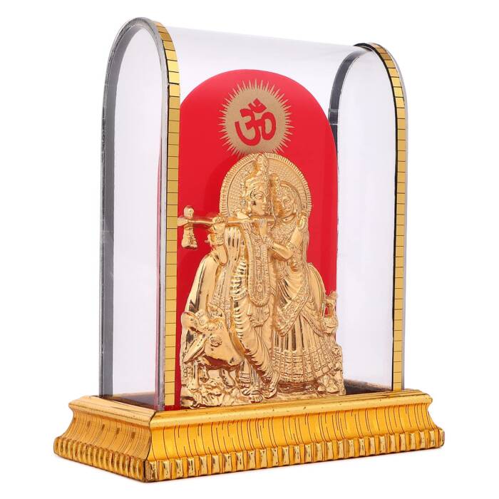 Gold Plated Radha Krishna God Idol, Radha Krishna God Murti Figurine Religious Pooja Gift Items and Murti for Mandir/Temple/Home/Office