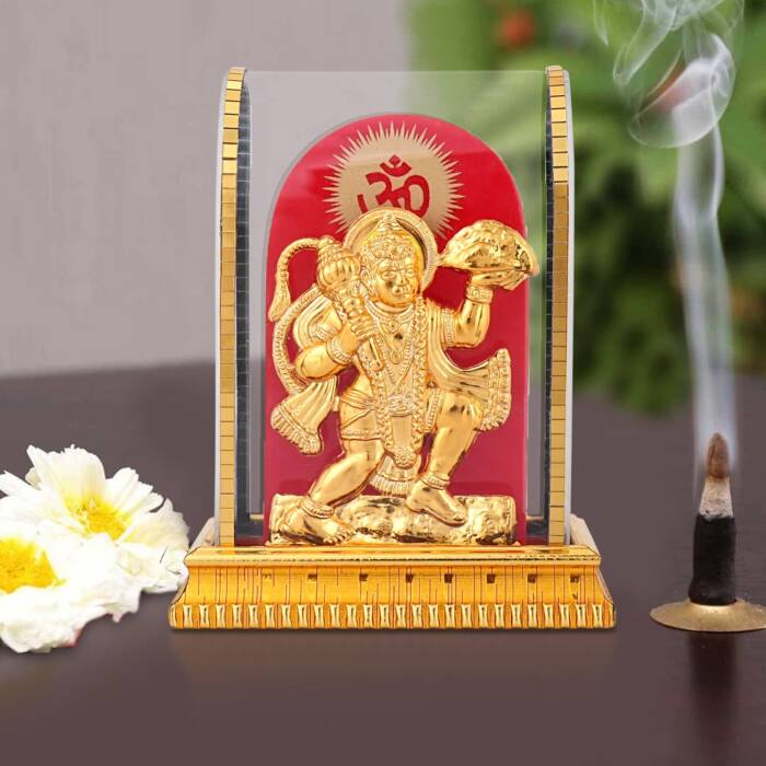 Golden Hanuman Ji Statue Bala ji Murti for Pooja Home Temple Idol, Statue / Murti for Pooja Gift Item