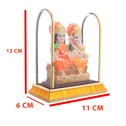 Awesome Craft Lord Ganesha & Goddess Laxmi Marble Finish Idol in Acrylic Glass Box | Lakshmi Ganesh Murti for Temple, Living Room, Diwali Gifts, Office/Home Decor | 13 x 11 x 6 cm